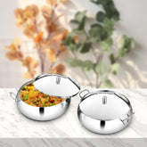 High Grade Stainless Steel Marina Serving Bowl Set With Lid - 2 Pieces, 17 Cm Each, 1000ml Each